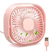 RJVW Small USB Desk Fan, 3 Speeds Portable Table Fan, 4 inch Personal Min Fan,Small Cooling Fan b...