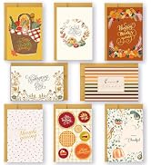 40 Pack 4" x 6" Gold Foil Thanksgiving Cards with Self Adhesive Envelopes | Thanksgiving Theme, P...
