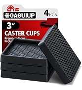 Non Slip Furniture Pads- 3"x3" Square Anti Skid Caster Cups Furniture Coasters, Anti-Sliding Grip...