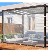 Clear Tarp - Heavy Duty Waterproof 8x10FT Plastic Tarps with Grommets Clear Vinyl Tarps for Outdo...