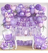 Ouddy Life Purple Birthday Party Decorations with Happy Birthday Banner | Lavender Purple Pink Fo...