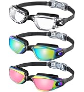 NSSIW Kids Goggles for 4-16, Kids Swimming Goggles Anti Fog No Leaking, 3 Pack Swim Goggles for B...