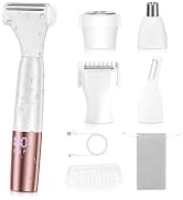 5-in-1 Bikini Trimmer Electric Razors for Women, Cordless Electric Shaver with LCD Display for Fa...