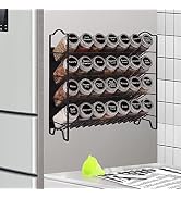SWOMMOLY Magnetic Spice Rack Organizer with 28 Glass Spice Jars, 396 Spice Labels with Chalk Mark...