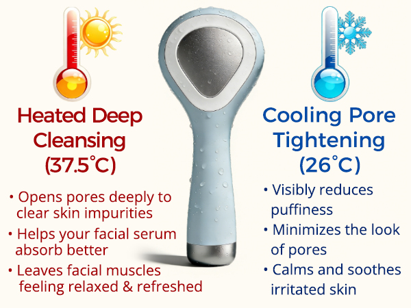Face brush in thermal mode helping introduce essence liquid for skin prep.