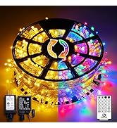 JMEXSUSS 600 LED Color Changing String Lights Plug in, 168FT Warm White & Multicolor Christmas Li...