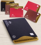 Brown chequered passport RFID sleeve physical barrier against scratches