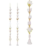 Set of 2 Door Hanging with Artificial Rose Flower Made up of String Hanging Beads with Bell for H...