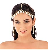 YAEISM Pearl Head Chain Boho Bridal Gold Headpiece Tassel Pendant Hair Chains Wedding Costume 192...