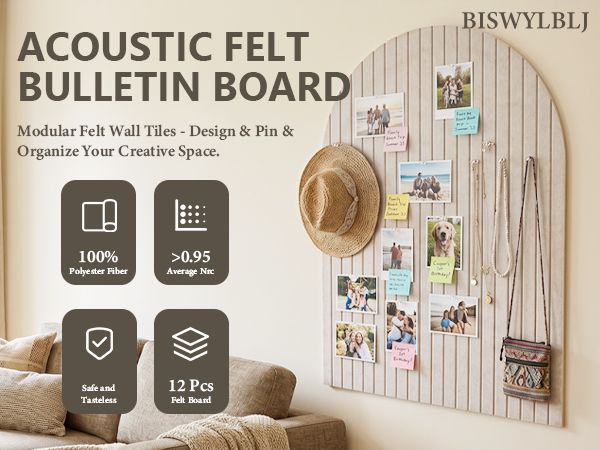 Large Arched Felt Bulletin Board