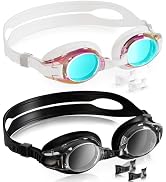 Aegend 2 Pack Kids Goggles, Swimming Goggles for Kids Age 4-16 Boys and Girls Youth, Anti-Fog Wat...
