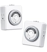 DEWENWILS 24 Hour Cycle Plug-in Mechanical Timer 2 Pack, Indoor Timer for Electrical Outlets, 30-...