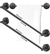 DGYB Adjustable Suction Cup Towel Bar for Bathroom 14 Inch ~ 27 Inch Set of 2 Matte Black Towel R...
