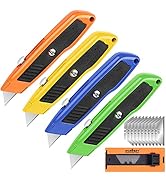 HORUSDY 4-Pack Box Cutter Utility Knife, Heavy Duty Aluminum Shell Retractable Box Cutter for Car...