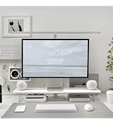 ROCDEER Bamboo Monitor Stand Riser with Acrylic Legs for Desk, 31.5 Inches Desktop Shelf Supports...