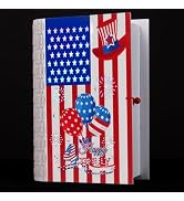 Green Convenience 4th of July Decorations,with American Flag Decorative Book Lamp,Independence Da...