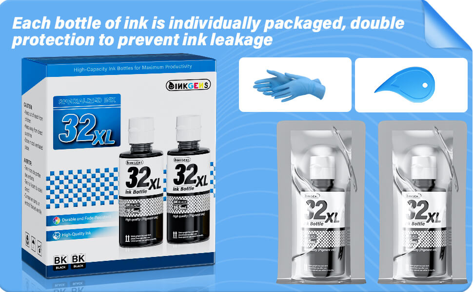 32XL Black Ink Bottle Refill for HP Smart Tank 5000 7301 651 7001 7602 6001 551 5101 7300 5102