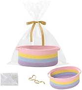 HZFTJOY Gift Basket with Gift Bag and Ribbons,Small Rope Woven Shelf Storage,Baskets for Gifts Em...