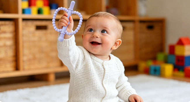 Hollow Teether Tube 5 Pack Apple Shape Chew Straw Sensory Toy