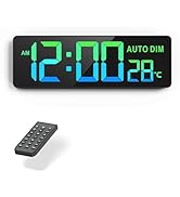 REACHER 16.5" Large Digital Wall Timer Clock with Countdown Timer, Auto Dimmer, Temperature, Remo...