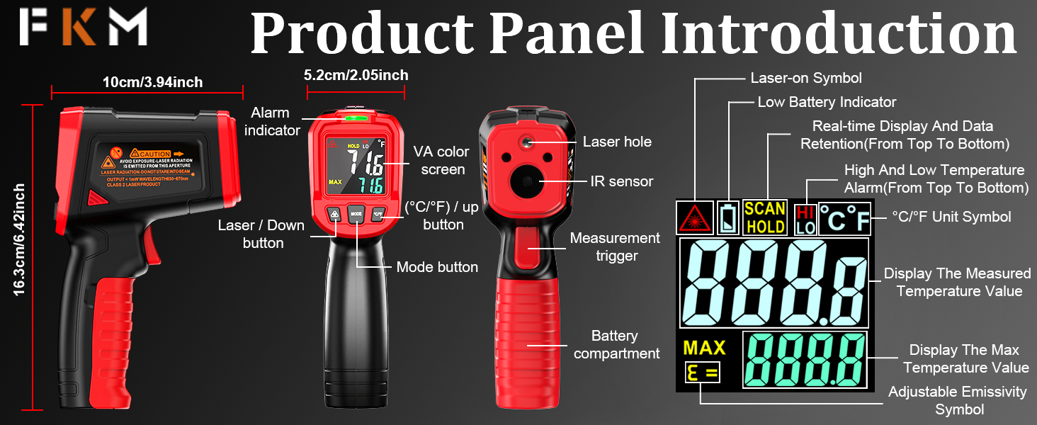infrared thermometer laser temperature gun