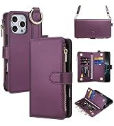 Vofolen for iPhone 16 Pro Max Case with Card Holder Crossbody Strap Leather Flip Case with Magnet...