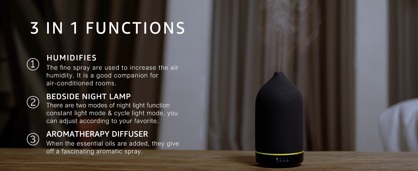 Ceramic Essential Oil Diffuser Ultrasonic Aromatherapy & Humidifier