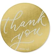 American Greetings Thank You Stickers or Seals, White Script on Gold Foil (500-Count)
