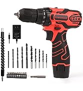 COMOWARE 12V Cordless Drill, Electric Power Drill Set with 1 Battery & Charger, 3/8” Keyless Chuc...