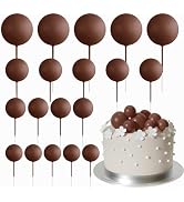 ASTARON 20 Pcs Ball Cake Topper Decorations Mini Balloons Cake Topper Sticks Brown Balls Cake Pic...