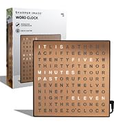 SHARPER IMAGE LED Light-Up Word Clock, 7.75" Modern Design, Electronic Accent Wall or Desk Clock...