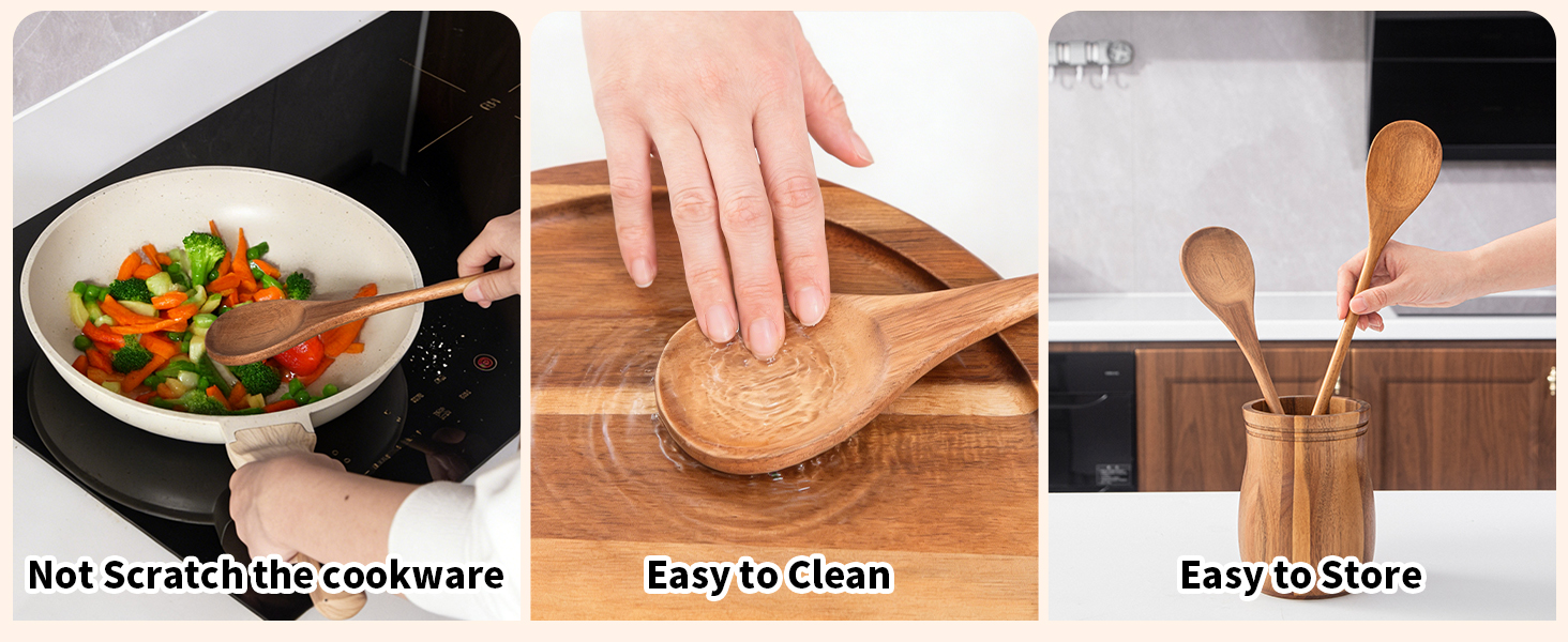 wooden serving spoons for cooking