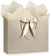 YoungTree Champagne Gift Bags with Handles, 14.5" Large Gift Bag with 2 Tissue Paper and 1 Card, ...