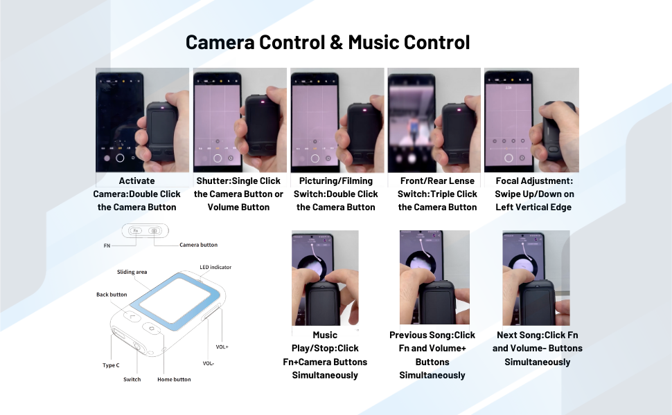 camera remote control and music control