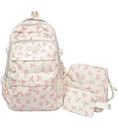 CEUTNIZ Cute Bow Backpack Kawaii Coquette Backpack Preppy Laptop Rucksack Cute Nylon Backpacks 3P...