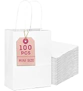 Bakepacker 100 Pcs White Mini Paper Gift Bags with Handles 6