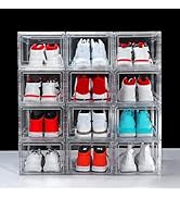 BSFHH 12 Pack Shoe Boxes, Clear Acrylic Plastic Shoe Boxes Stackable, Space-Saving Foldable Drop ...