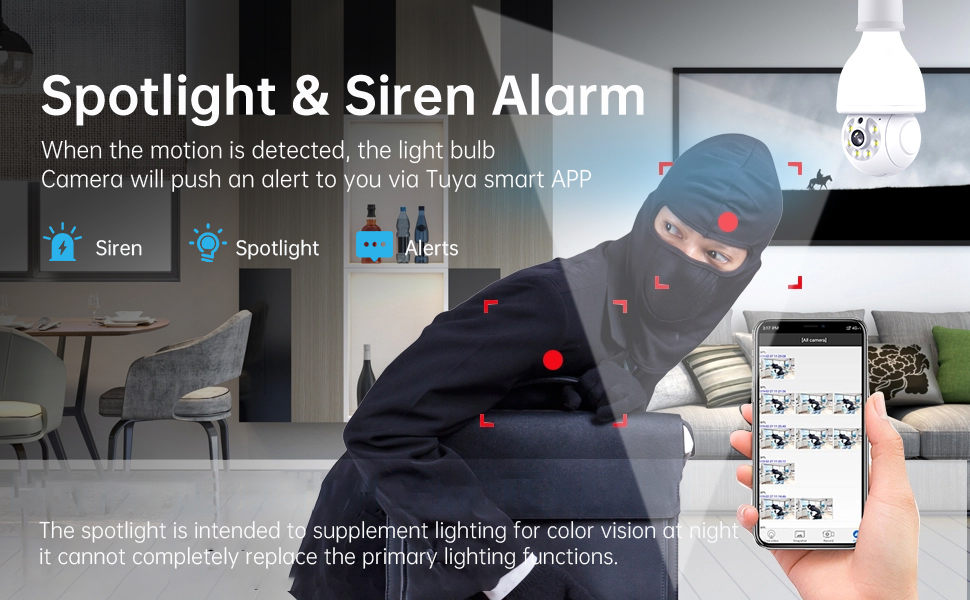 Outdoor Light-Bulb Security Camera Wireless 5Ghz Wifi Support ONVIF NVR RTSP Stream Work With Alexa