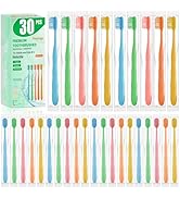 Fresings 30 Pack Premium Disposable Toothbrushes Bulk – Individually Wrapped Soft Bristle Toothbr...