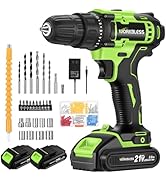 WorkBless WORKBLESS 21V Power Drill Set, Cordless Drill with 2 Batteries and Charger, 3/8'' Keyle...