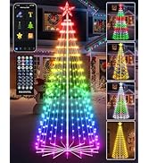 8FT Outdoor Christmas Tree Decorations Smart App Control, DIY Patterns Prelit Multicolor Outdoor ...