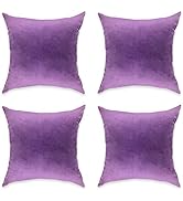 Eanpet Velvet Purple Throw Pillow Covers 18 x 18 Set of 4 Decorative Square Pillow Cases Soft Sol...
