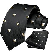 HISDERN Ties for Men Classic Animal Tie and Pocket Square Set Jacquard Woven Silk Neckties Handke...