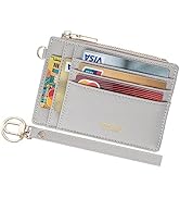 Wikavanli Women Slim Rfid Blocking Credit Card Case Holder Wristlet Zip ID Case Wallet Small Comp...