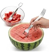 CripsTaste 2 Pack Watermelon Fork Cutter Slicer Tool, 2-in-1 Stainless Steel Fruit Cutter Melon S...