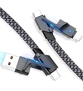 2Pack 4 in 1 USB C Cable for Lightning Cable, 60W Dual USB C Cable 6FT Flat Braided Fast Charging...
