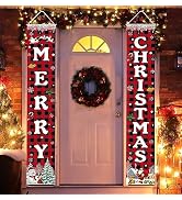 Christmas Decorations Merry Christmas Banner Xmas Porch Door Sign Welcome Banner for Wall Home Pa...