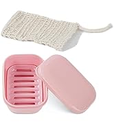 Quatish 1 Pack Soap Holder with Soap Saver Bag, Travel Soap Container with Lid, Portable Bar Soap...