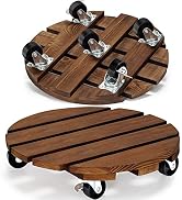 Yangbaga 2pack Plant Caddy 12’’Wood Duty Rolling Plant Stand with 2 360° Lockable Caster Wheels,I...