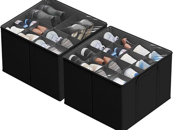 SUOCO 2 Pack Shoe Organizer for Closet, Fits up to 32 Pairs